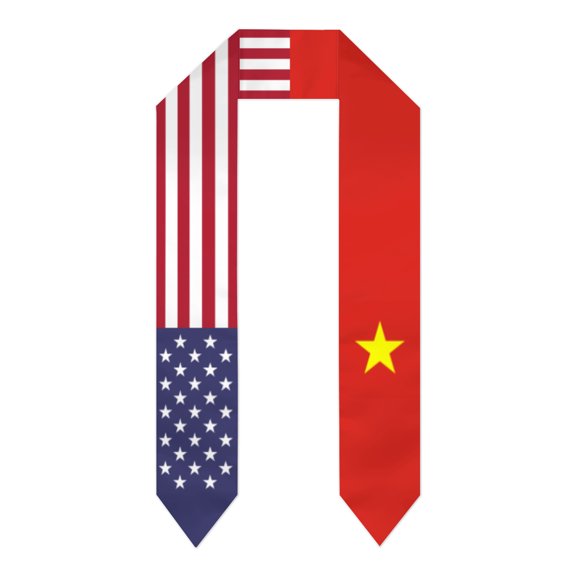 Vietnam & USA United States Flag Shawl Sash Stole Graduation Shawls Wraps Scraf For International Study