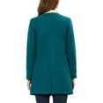 thumbnail image 3 of INSPIRE CHIC Women's Half Lapel Long Sleeves One Button Winter Mid-Length Overcoat M Lake Blue, 3 of 5