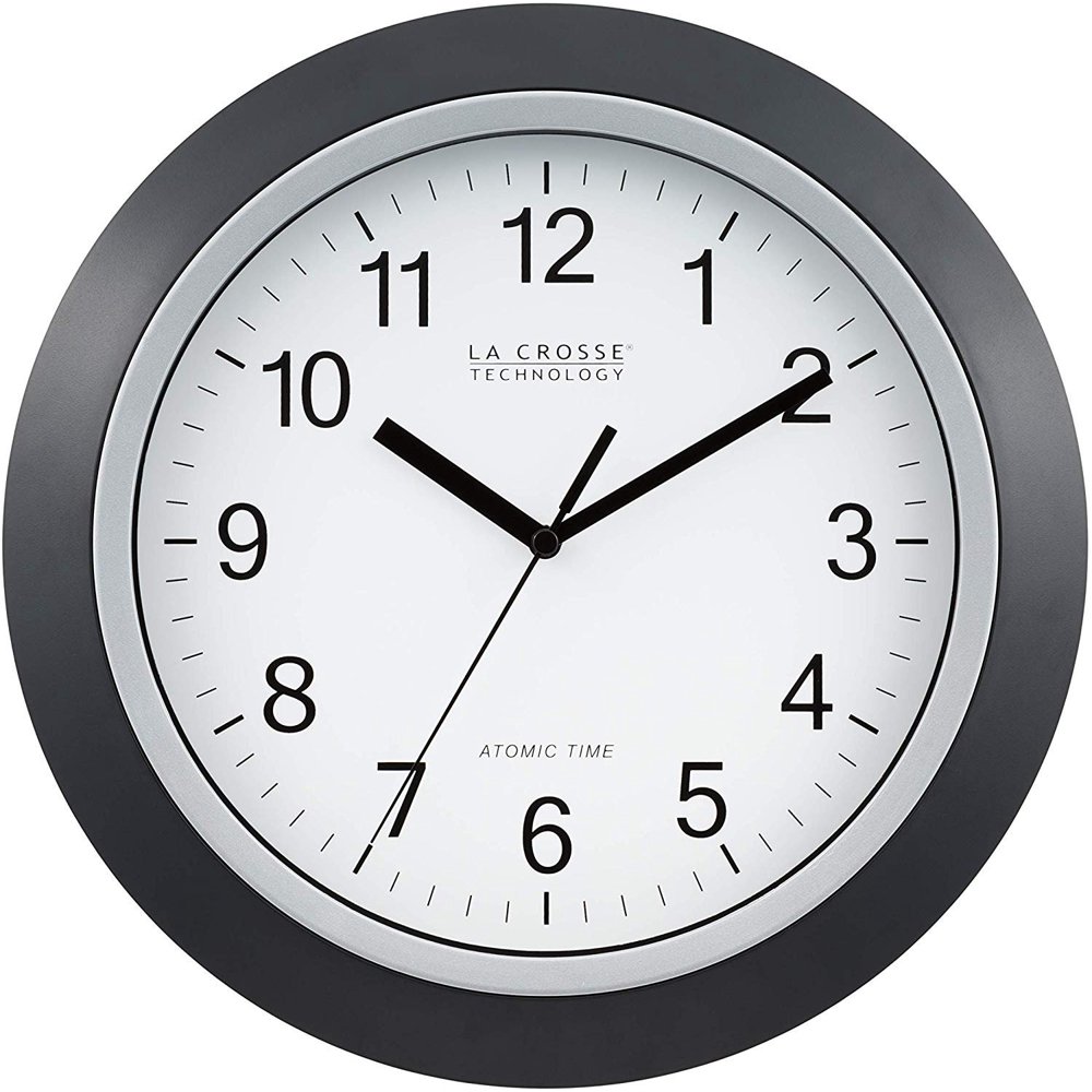 La Crosse Technology WT3129B 12 Inch Atomic Analog Wall Clock, Black