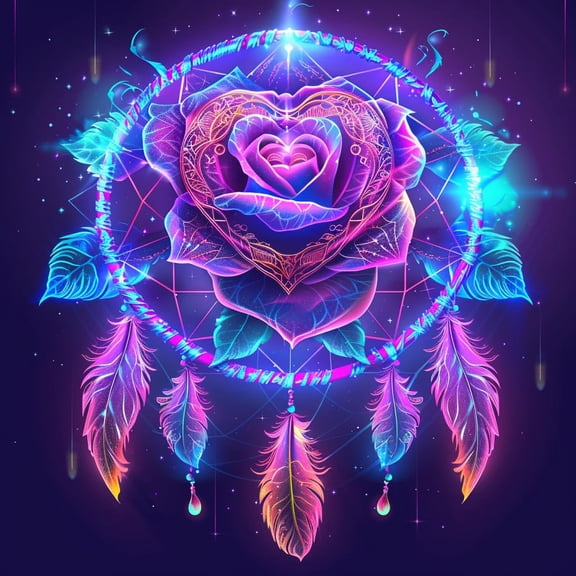 Luminescence Rose 5D Diamond Art Painting by Number Kits for Adults DIY Paint with Full Drill Round Diamond Gems Painting Art Craft for Home Wall Decor 13.8x13.8in(2)