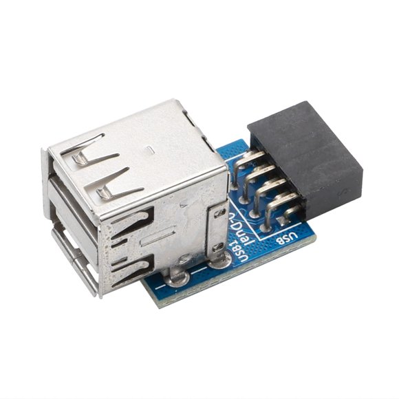 JIUWU 9 Pin USB 2.0 Female Pin Header to Dual USB2.0 Port Adapter-Double Decker Type