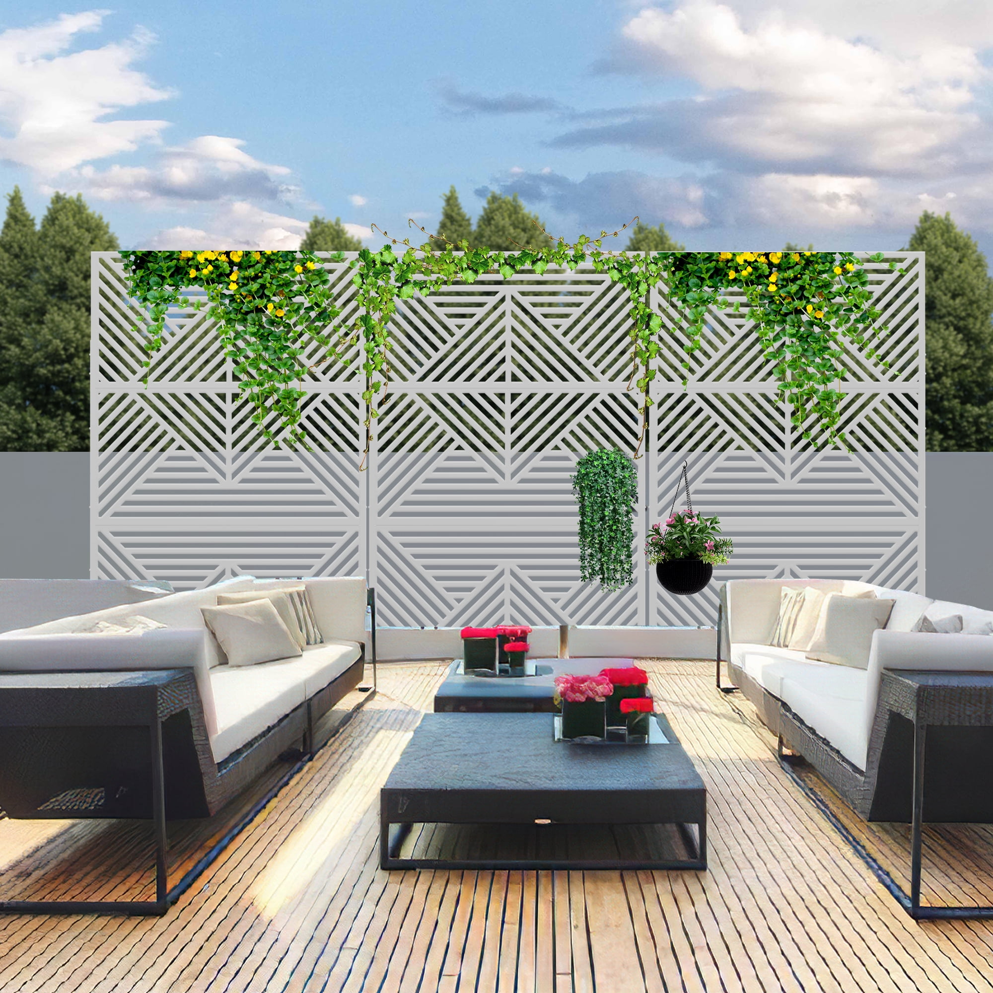MAYEERTY Privacy Screen Fence, Heavy Duty Fence Privacy Screen Outdoor 72x47x16in 3-Piece Set