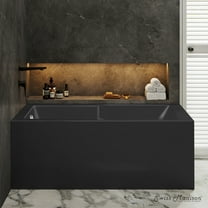 Claire 60 x 32 Left Drain Soaking Alcove Corner Apron Bathtub in Glossy Black