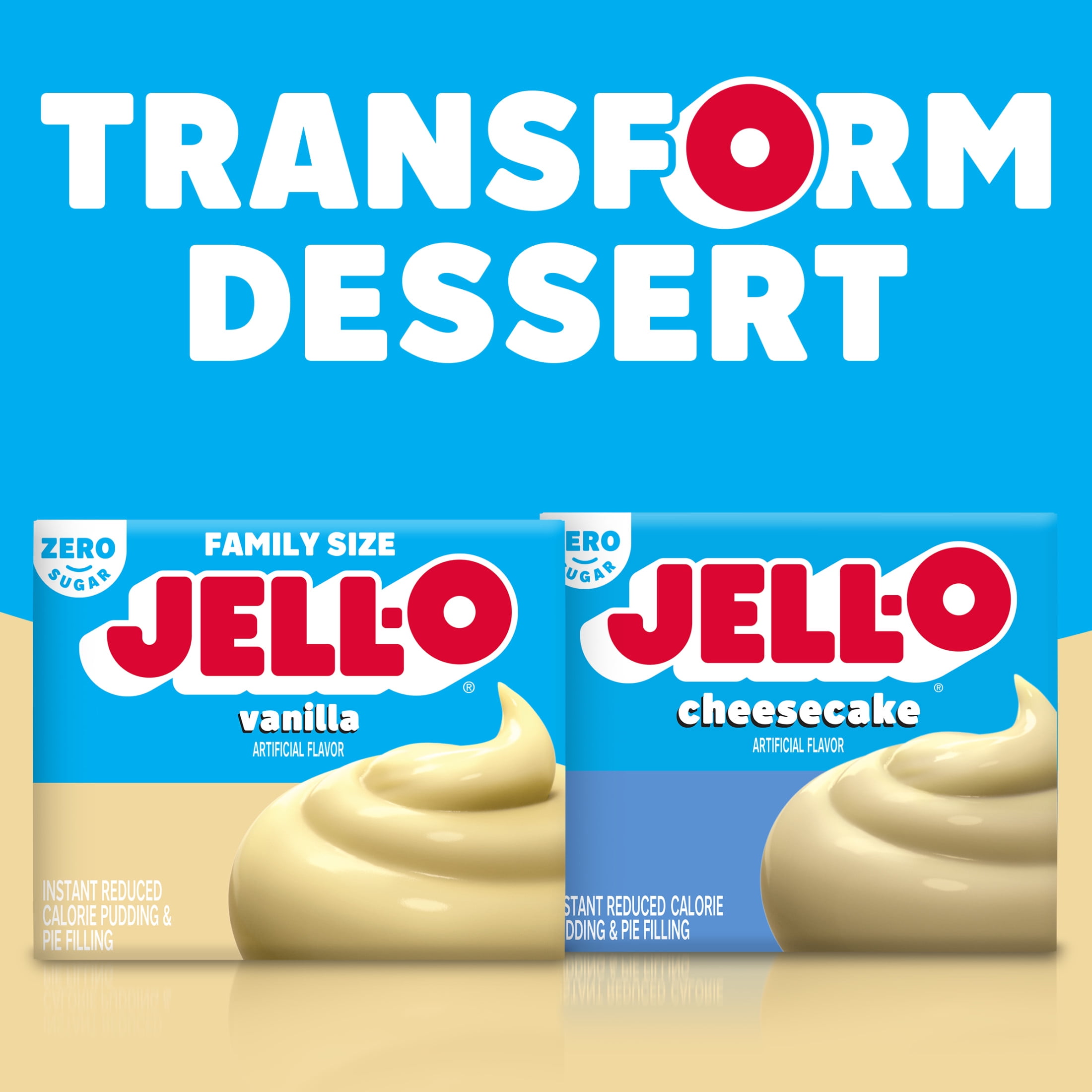 (24 pack) Jell-O Vanilla Zero Sugar Instant Reduced Calorie Pudding & Pie Filling Mix, Family Size, 1.5 oz Box