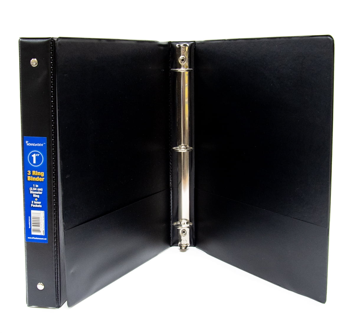 1" Basic 3Ring Binder w/ Two Inside Pockets Black Case Pack of 12
