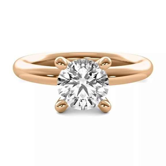 Brilliance Jewels Women's Wedding Ring, 1.00ct Round Cut Natural Moissanite, 14K Rose Gold Plated