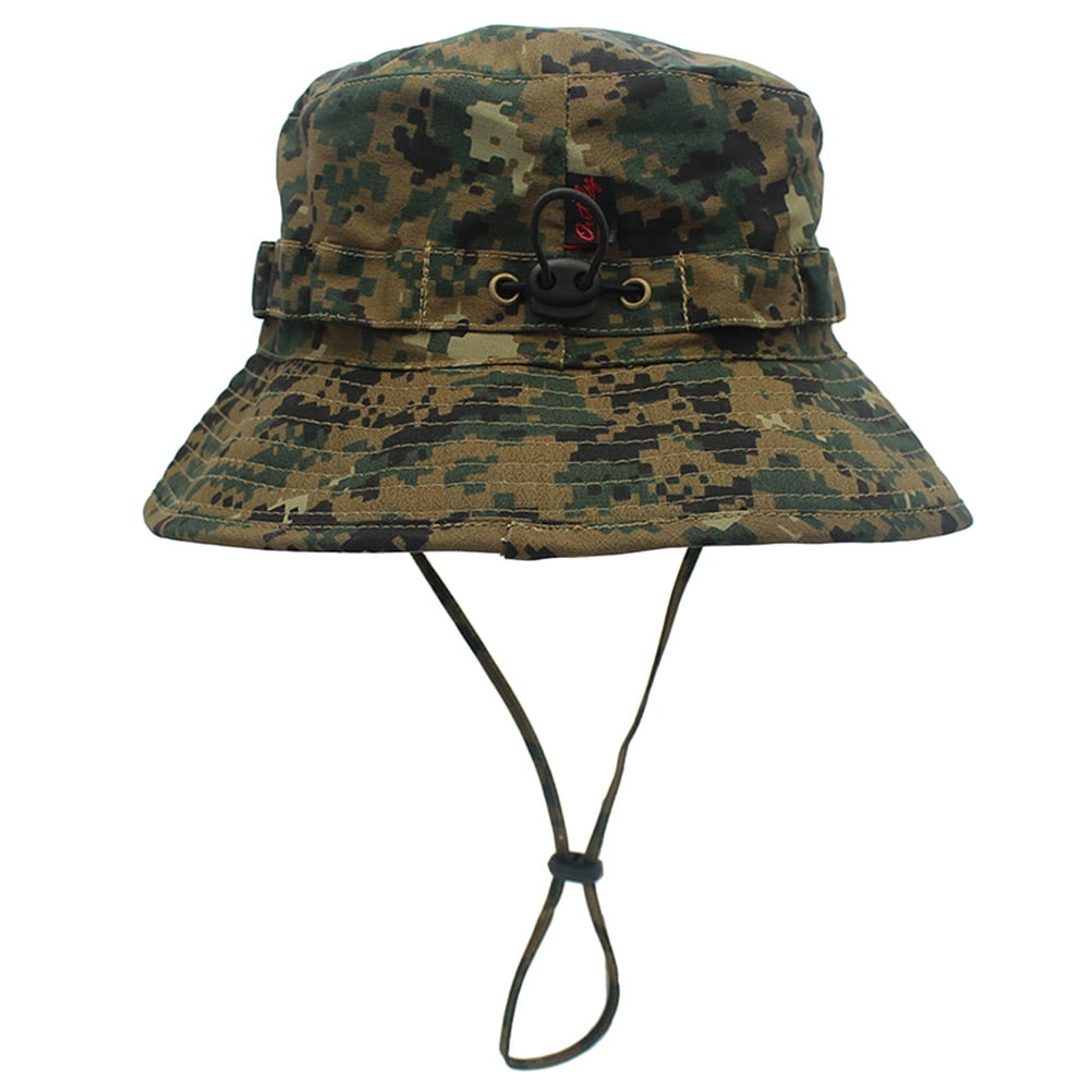 Sun Camouflage Sports Hunting Hat Strap Protection Camouflage Bucket Chin for (Coffee Boonie with Ripstop No.2） Hat Fishing