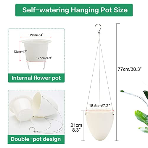 Sungmor Garden Self Watering Hanging Planter, 3 Pack, White, Succulent Flower Pot Air Plant Holder, Unique Eggshell Houseplant Pots, Home Indoor Outdoor Office Decorative Container
