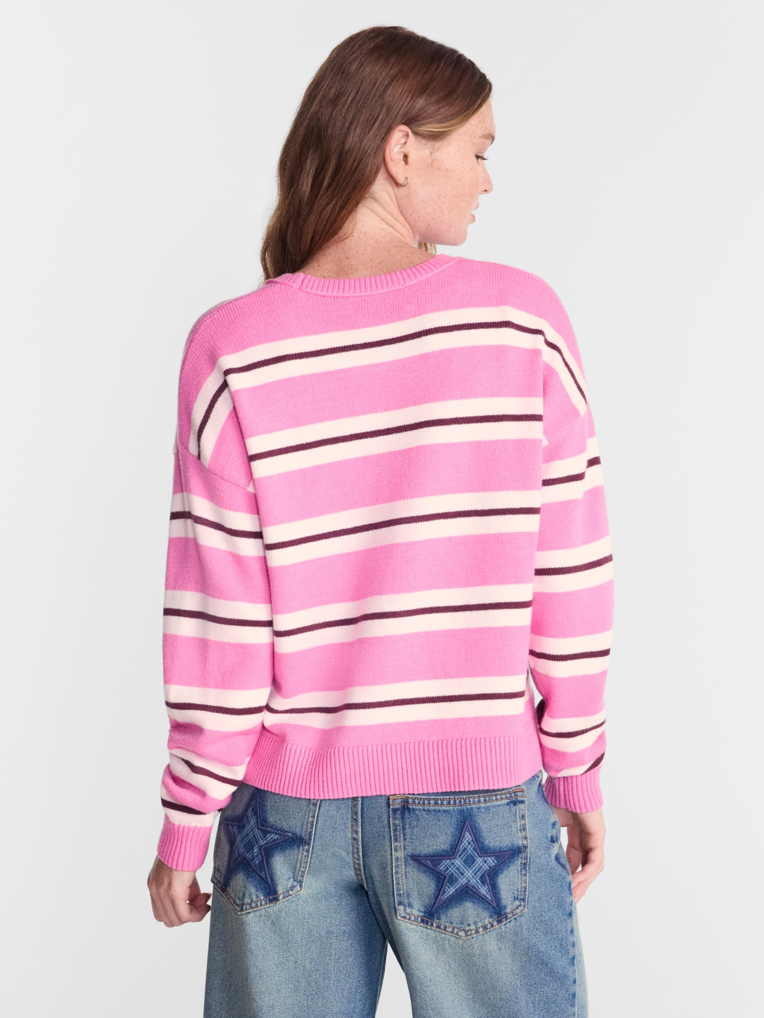 No Boundaries Essential Crewneck Sweater, Lightweight, Women's and Women's Plus XXS-4X