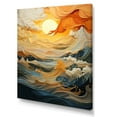 thumbnail image 2 of Designart "Bold Sunrise Orange Waters and Waterfalls III" Abstract Canvas Wall Art - Modern Blue Abstract Modern Waves Bedroom Canvas Wall Art, 2 of 6