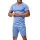 thumbnail image 2 of Pantalones de Cordón para Hombre Color Sólido Casual Ejercicio Bolsillo Pantalones Cortos Manga Corta V-Cuello Blusas Conjuntos, 2 of 7