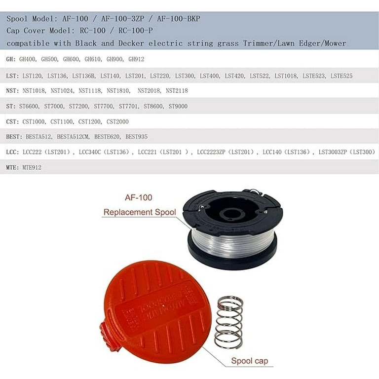 AF-100 Replacement Spool 0.065 String Trimmer Line for Black