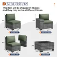 thumbnail image 4 of UDPATIO 6-Piece Patio Furniture Set, Outdoor Patio Sofa Set With Wide Armrest, All-Weather Wicker Rattan Guest Set With Cushion And Glass Table And Waterproof Cover, Grey &Green, 4 of 6