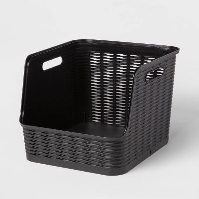 Wave Open Front Bin Black - Brightroom ™ : Stackable, 21 Volume, 13 Inch Cube Compatible, Shelf Storage
