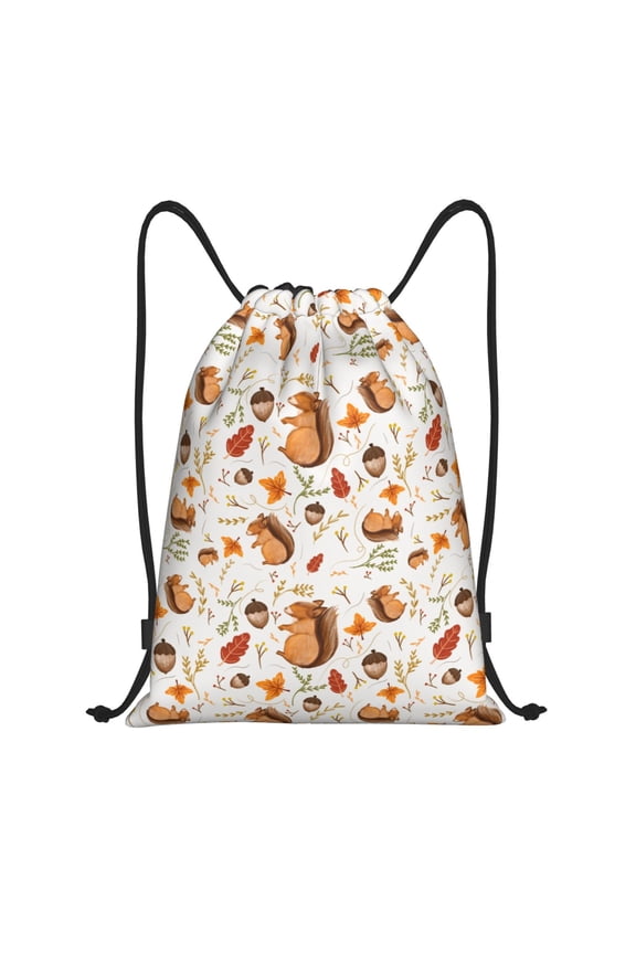 Squirrel Print Drawstring Backpack Drawstring Bags,Draw String Back Bag Drawstring Bags for Sports,Gym,Travel,Swimming,Beach