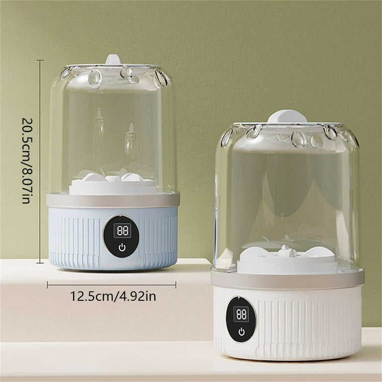 Portable Washing Machine For Delicates - Rechargeable 4000mAh Cordless Mini Washer With Gentle Cycle, Fits Bras/Underwear/Socks, Compact Laundry Solution Travel C