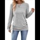 thumbnail image 3 of Camisa de Larga con Puños Abotonados para Mujer, Suéter Informal de Otoño, Moda Gris S, 3 of 10