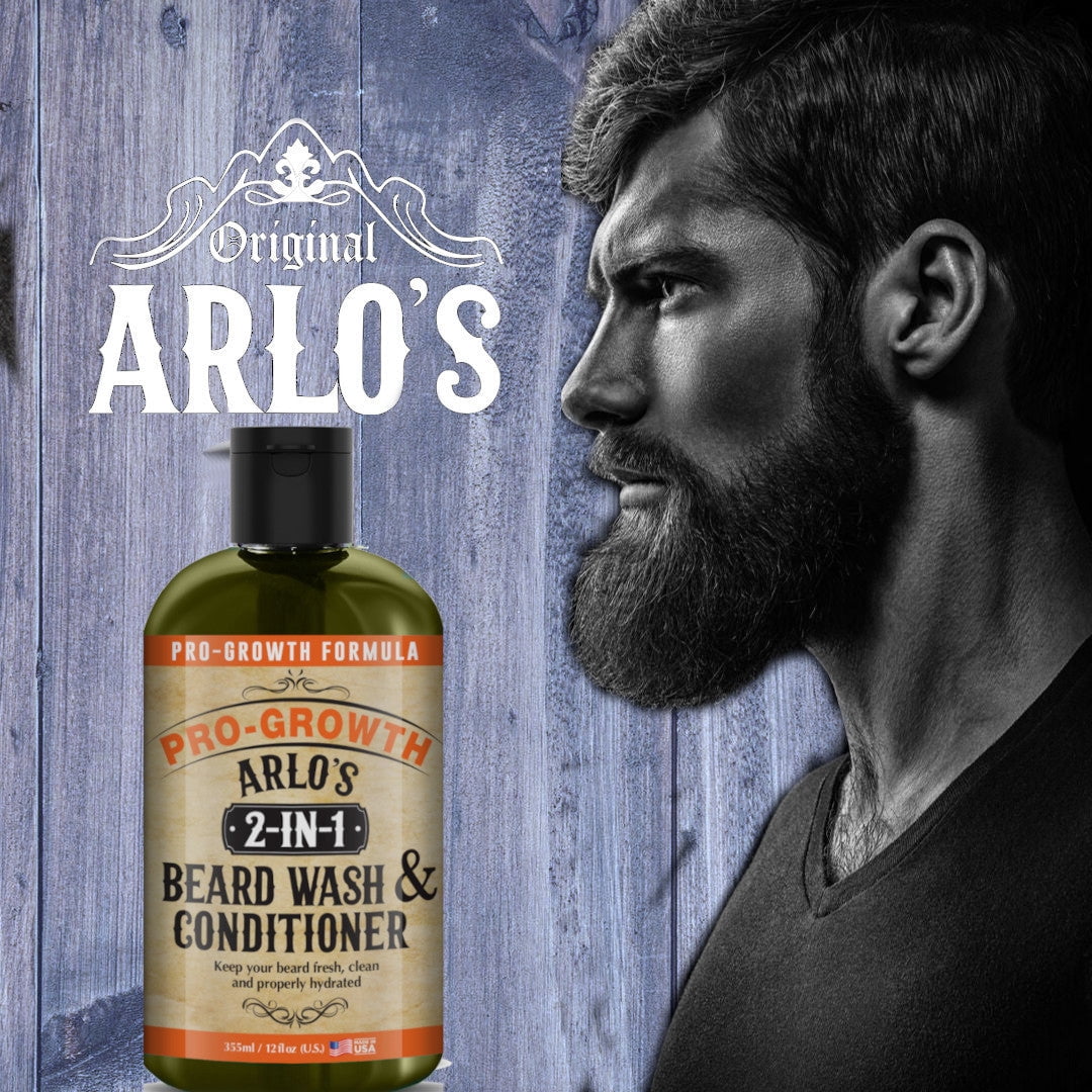 Arlo's 2-in-1 Beard Wash and Conditioner, Pro-Growth Men's Hair Shampoo and Softener, 12 oz