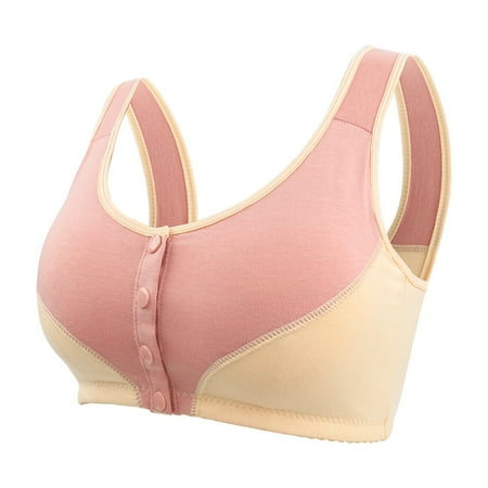 Yubnlvae Backless Bra ( Hot Pink 36-50 ) Moona Bra for Senior Front Closure Breathable Bra for Seniors Wirefree Bras for Older Women