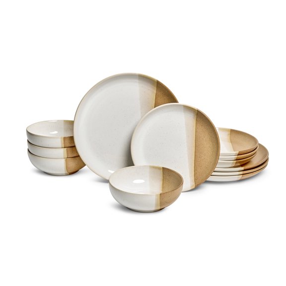 Sango Phoebe 12-Piece Caramel Round Dinnerware Set, Stoneware, Service for 4