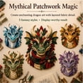 thumbnail image 2 of Dragon Patchwork DIY Kit, Fabric Sewing Craft Set for Beginner | Mystical Animal Wall Decor, Handmade Quilted Art Project, Woodland Fantasy Gift for Adults, Fairy Enchanted(#C), 2 of 8