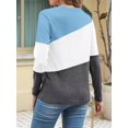 thumbnail image 2 of Women'S Color Block Tops Casual Long Sleeve Tunic Round Neck Pullover Shirts Blue Gray XXL, 2 of 6