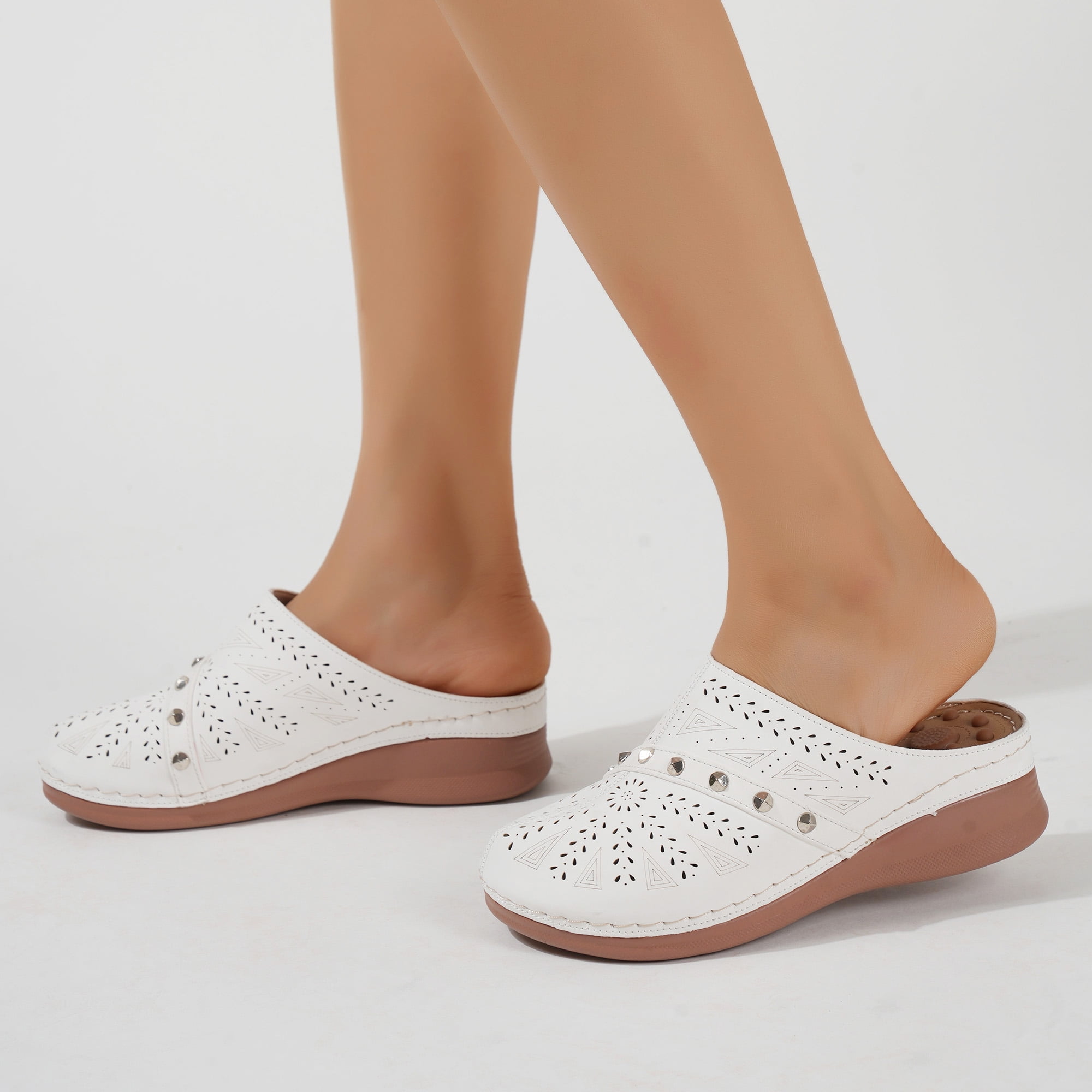 Ecetana Mules for Women Comfortable Closed Toe Women Wedge Sandals Slip On Shoes