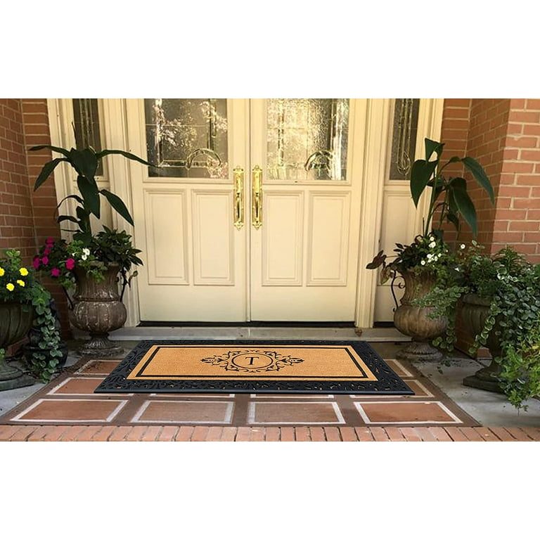 A1hc 100% Pure Rubber Monogrammed Front Door Mat 24 x39 Doormat, Indoor/ Outdoor Use - K