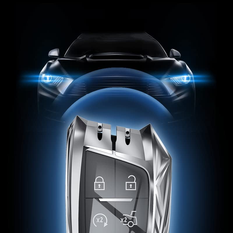 Metal Key Fob Cover for Cadillac, for 2015-2019 Cadillac Escalade CTS SRX XT4 ATS STS CT6 SRX 5-Buttons Full Protection