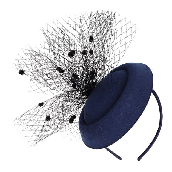 LOLIPPYY Vintage Navy Fascinator Hat with Mesh Veil, Hair Clip & Headband for Weddings, Parties, and Special Events