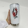thumbnail image 3 of Custom 20oz Stainless Steel Tumbler Featuring Initial 'Q' and Flowers, Insulated Mug with Lid, Drinkware for Mom, Sister, Friends, Birthday, Wedding, Bridesmaid Gathering, 3 of 6