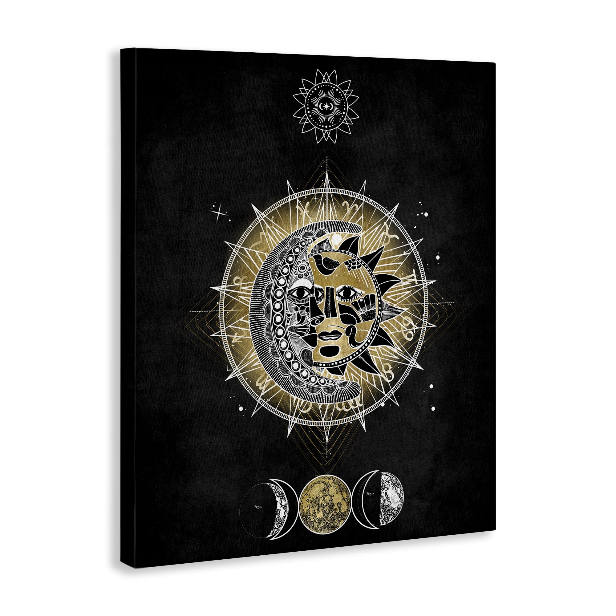 Stupell Industries Lunar & Solar Fractal Astrology & Stars Painting Wrapped Canvas Art Print Wall Art, 30 x 40