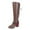 Brown, variant on Wide Calf over The Knee Cowboy Boots for Women Vintage Patchwork Strappy Leather Pointed Toe Chunky Block High Heel Thigh High Cowgirl Riding Tall Boots Coffee Size 8