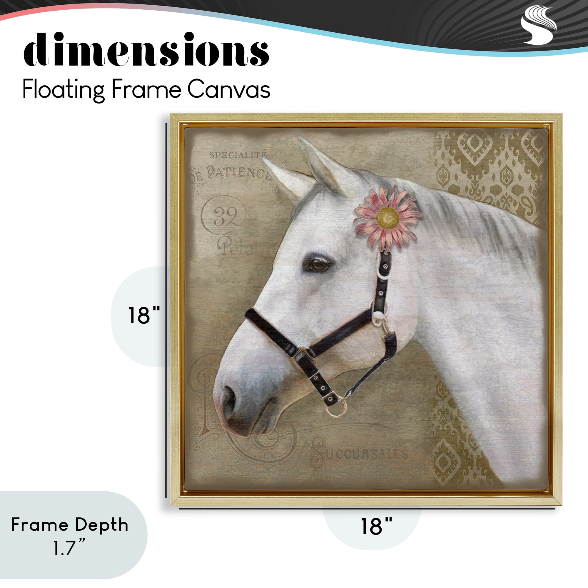 Stupell Industries Boho Barnyard Horse Gold Framed Floater Canvas Wall Art, design by Suzanne Nicoll
