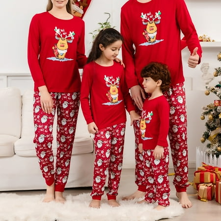 

Matching Family Pajamas Christmas Sleepwear Cotton Holiday Pjs Women Men Kids Couples