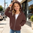 thumbnail image 2 of YWIYIUD Baby Girls Zip Hoodies Sweatshirt Kids Fleece Fall Fashion Long Sleeve Workout Hooded Sweatshirts Baby Girls Winter Fall Pullover Zip Up Oversized Drop Shoulder Tops Clothes 6-7 Years, 2 of 3
