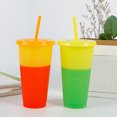 thumbnail image 3 of Cheers.US 2 Pcs/Set Color Changing Cups Blank Cups Reusable Tumbler with Lids and Straws,BPA Free Reusable Plastic Cold Drink Cups with Lids and Straws, Smoothie Cups,Party Cups, 3 of 7