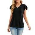 thumbnail image 3 of Cueply Womens Casual Tops Summer Short Sleeve V Neck T Shirts Loose Tunic Tops, 3 of 6