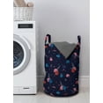thumbnail image 3 of Navy Blue Laundry Bag, Various Little Lavender Carnation Flowers Design Leaves and Colorful Blots, Basket with Handles Drawstring Closure for Laundromats, 13" x 19", Indigo Multicolor, by Ambesonne, 3 of 4