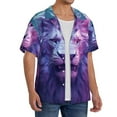 thumbnail image 2 of Gukieu Cool Lion Head Print Men's Short-sleeved Shirts, Button-down Pocket Shirts, T-shirts, Beach Vacation Travel Summer Clothing-Small, 2 of 5