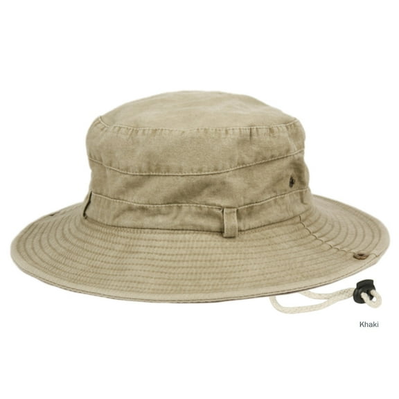 Washed Cotton Bucket Sun Hat With Chin Cord Strap