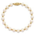 thumbnail image 4 of Primal Gold 14 Karat Yellow Gold 6-7mm White Near Round Freshwater Cultured Pearl Bead Bracelet, 4 of 4