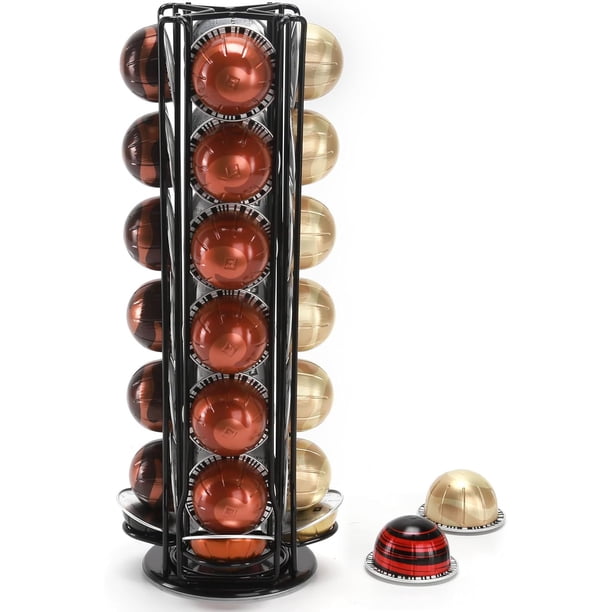 Soporte giratorio para cápsulas de café compatible con Vertuo, Organizador para guardar cápsulas de café, (28 Cápsulas), Color Negro.