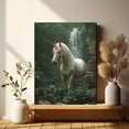 thumbnail image 6 of White Unicorn Waterfall Forest Canvas Print, Mystical Fantasy Nature Home Bedroom Wall Decor Art, 6 of 8