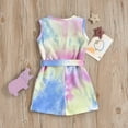 thumbnail image 2 of MZXELPRJD Girls Body Suit Summer Kids Birthday Gifts Girls Sleeveless Tie-dyed Print Belted Romper Matching Sister Outfits Boy Outfits Boys Clothes Size 5t Outfits, 2 of 8