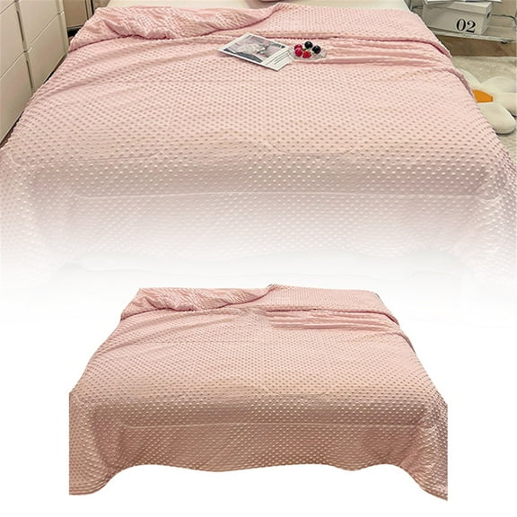 Cooling Blanket Queen Size,100% Rayon Derived from Bamboo,cool Summer Blanket for Hot Sleepers Soft comfy Waffle Lightweight Blankets for All Seasons(59x79in,Pink)