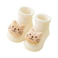 thumbnail image 2 of Avrnliq Cotton Kids Socks for Girls - Soft Stay-On Socks with Plush Cat Face, White, 0-1/1-3 Years, 1 Pair for Daily Wear/Naptime/Kids Showers,Size M, 2 of 4