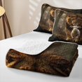 thumbnail image 4 of Manfei Woodland Wildlife Quilt King, Bible Sheep Lion King Coverlet Set, Dark Brown, Black Reversible, 3pcs, 1 Bedspread and 2 Pillowcases, 4 of 7