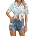 thumbnail image 5 of NFTOEIULA Women Hawaiian Floral Print Oversized Short Sleeve Shirt T-shirt, 5 of 8