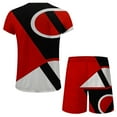thumbnail image 5 of VBTAPA Mens 2 Pieces Summer Outfits Trendy 3D Printed Short Sleeve Crewneck T-shirt and Drawstring Shorts Set Big and Tall Casual Sport Suit Red XL, 5 of 6